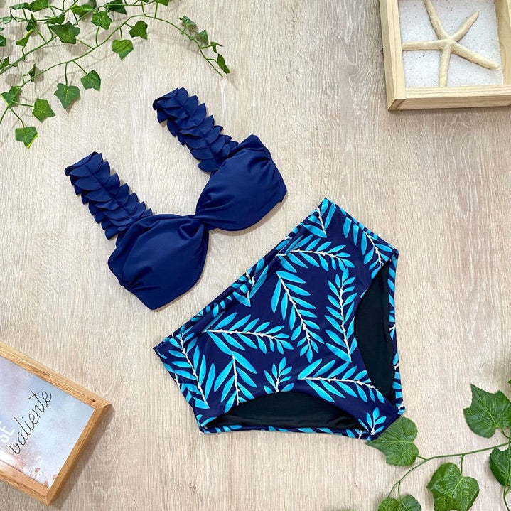 TOP LEAF ESTAMPADO AZUL