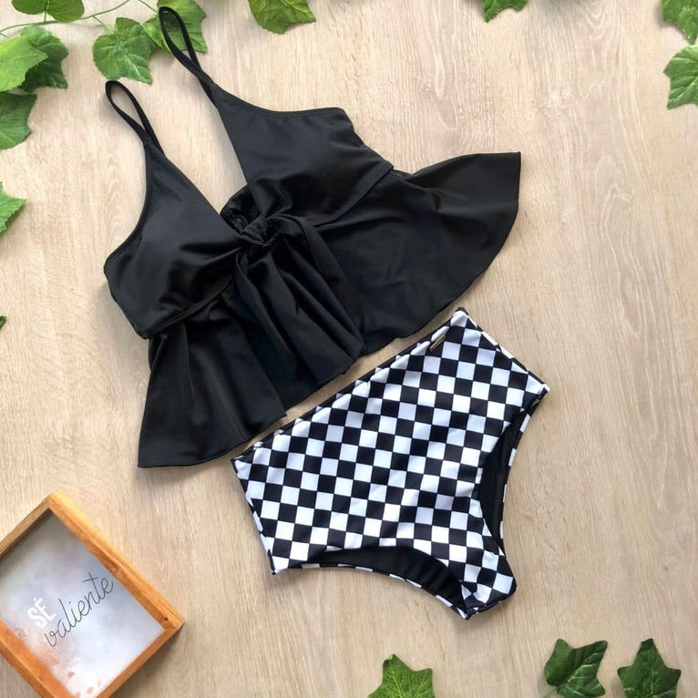 TOP NATALIA CON PANTY A CUADROS